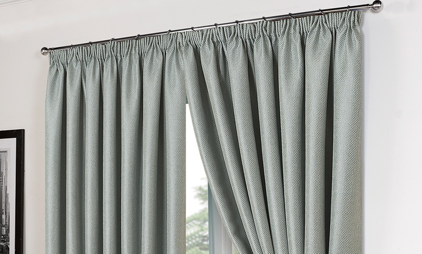 Image 5: Basket Weave Blackout Curtains