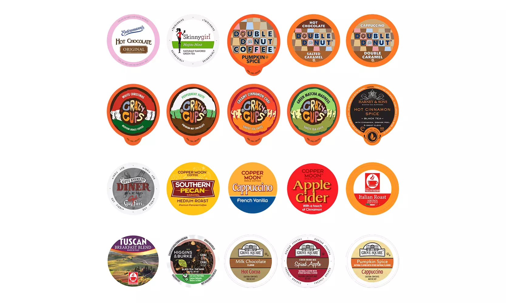 Variety Pack Gift Box K-cups Coffee, Tea and Hot Chocolate (20, 30, 40 or 50 ct)