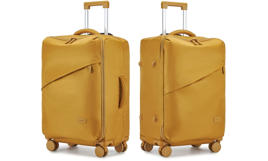 Image 23: KONO Lightweight Soft Shell Suitcase Set TSA Lock Wet/Dey Compartment