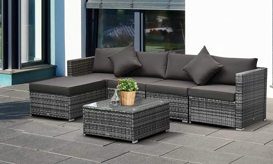 Image 13: Outsunny Rattan-Effect Sofa Set, with a Coffee Table