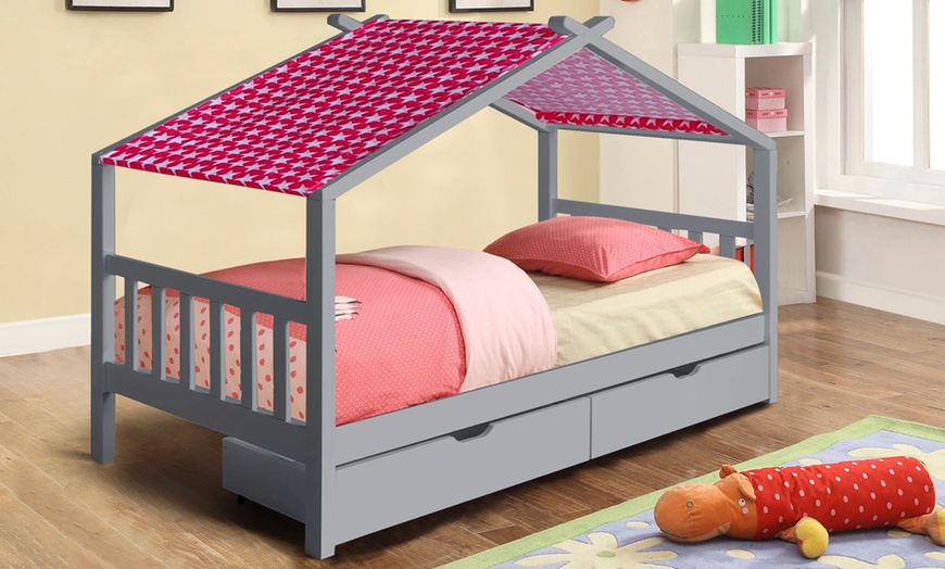 Image 4: Milverton Children's Storage House Bed with Optional Tent and Mattress