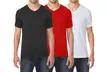3-Pack Men's Short Sleeve V-Neck Cotton-Stretch Tee (S-2XL) - Second Medium