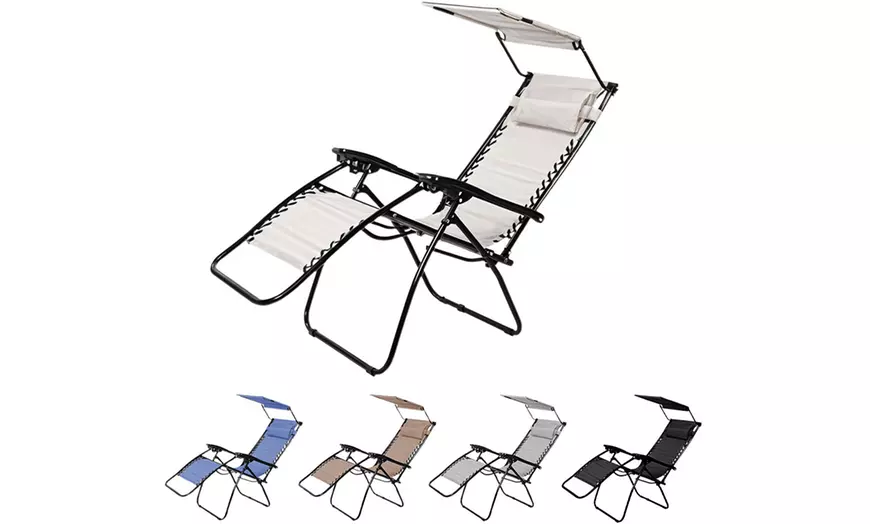 Image 1: Silla reclinable con parasol plegable 