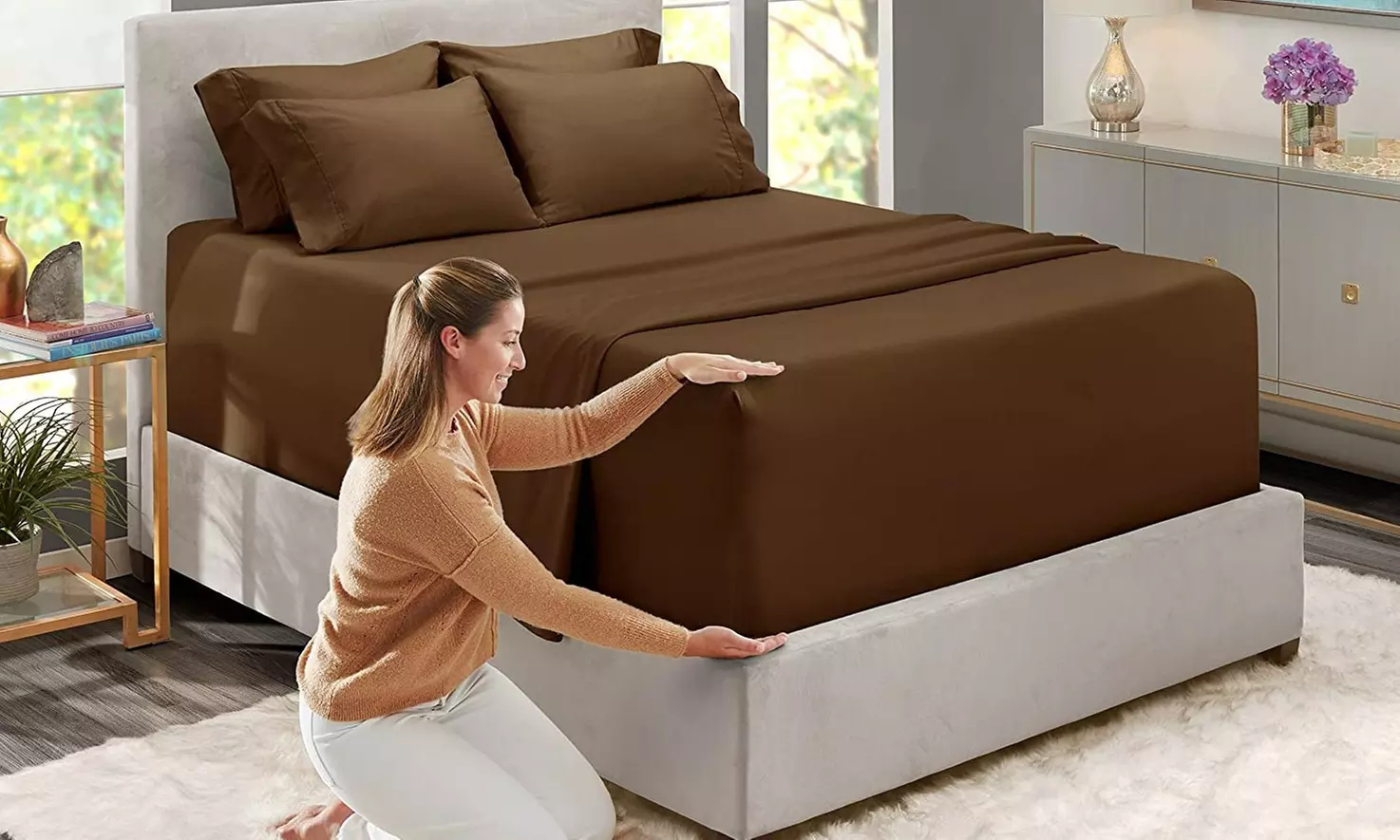 Hearth & Harbor Extra Deep Pocket Sheet Set - Microfiber Bed Sheets - 24" Depth