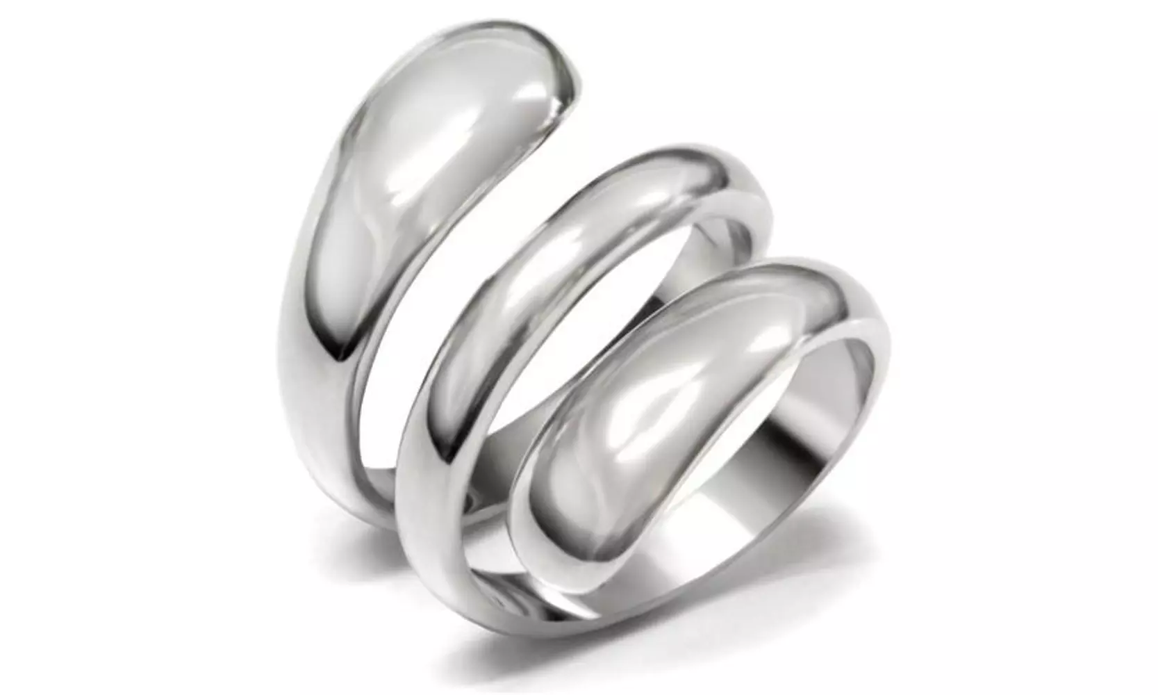 Womens High Polished Stainless Steel Coil Style Fashion Cocktail Ring