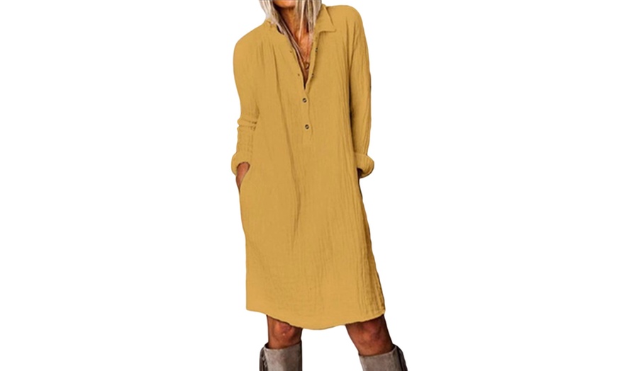 Image 5: Cotton Long-Sleeve Dress