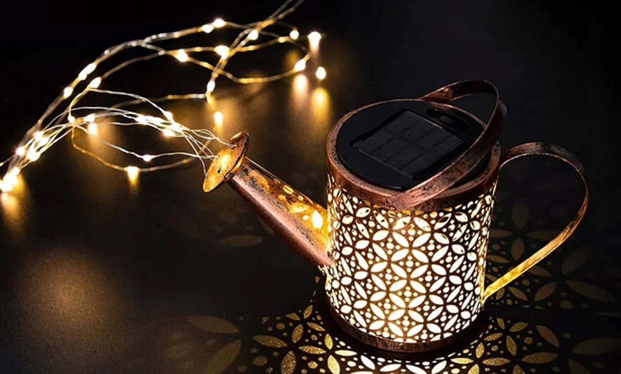 Image 14: Solar Watering Can Light - Warm White LED Rainfall Effect Garden Stake