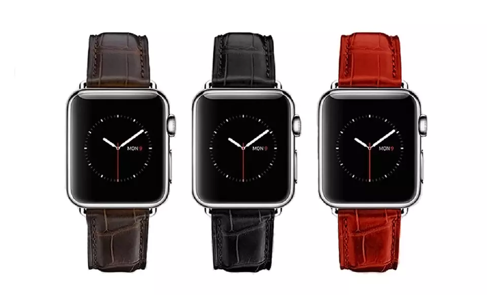 Waloo Apple Watch Crocodile Print Leather Replacement Band - Primary Image