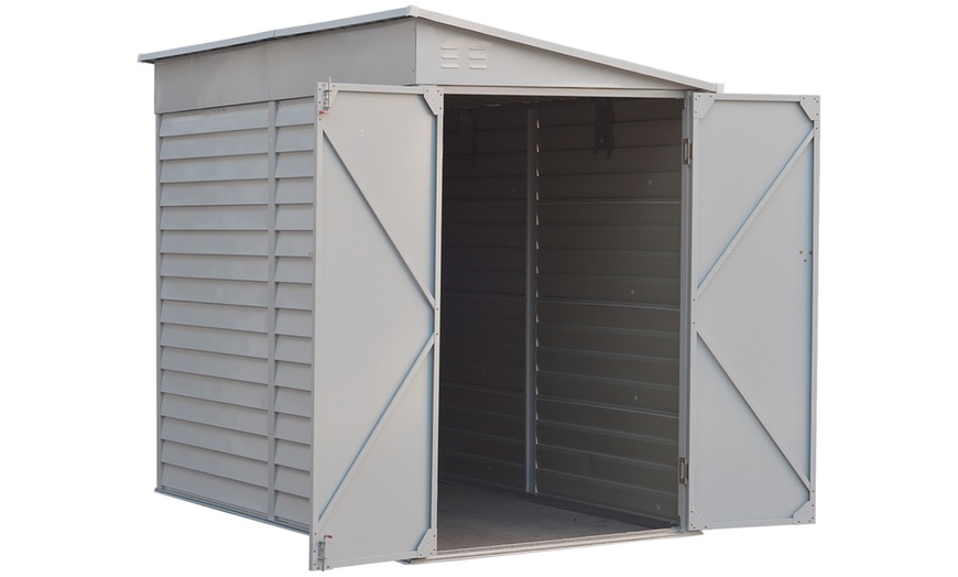 Image 4: Living And Home Steel Storage Shed with Lean-To Roof & Lockable Doors