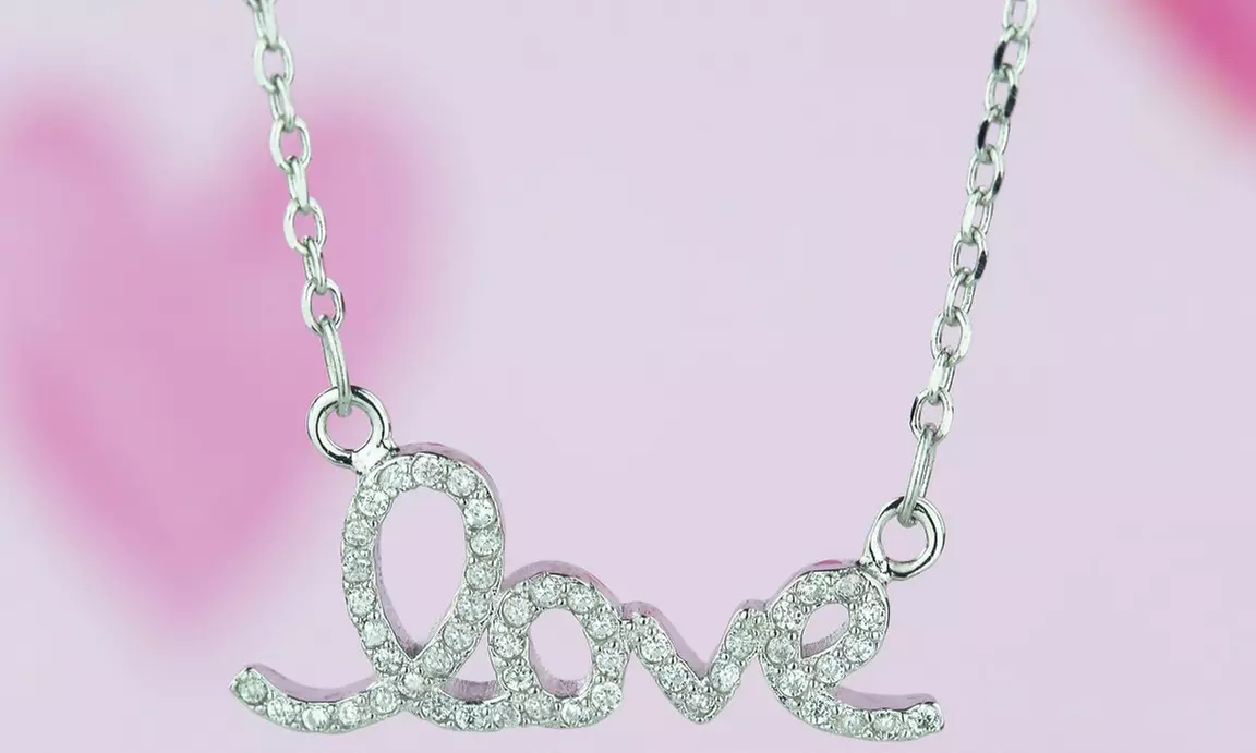 9.99 Women's Silver Plated Love NecklaceWith Crystals From Swarovski