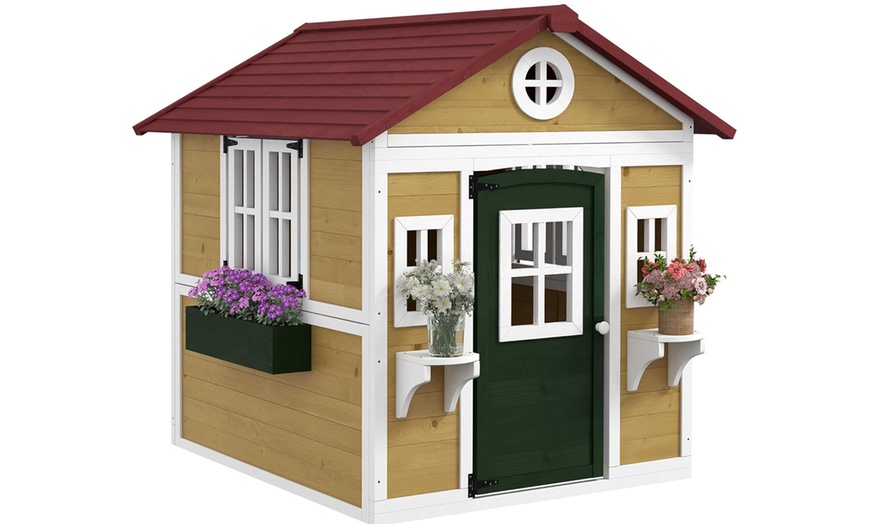 Image 3:  Outsunny Wooden Playhouse for Kids 