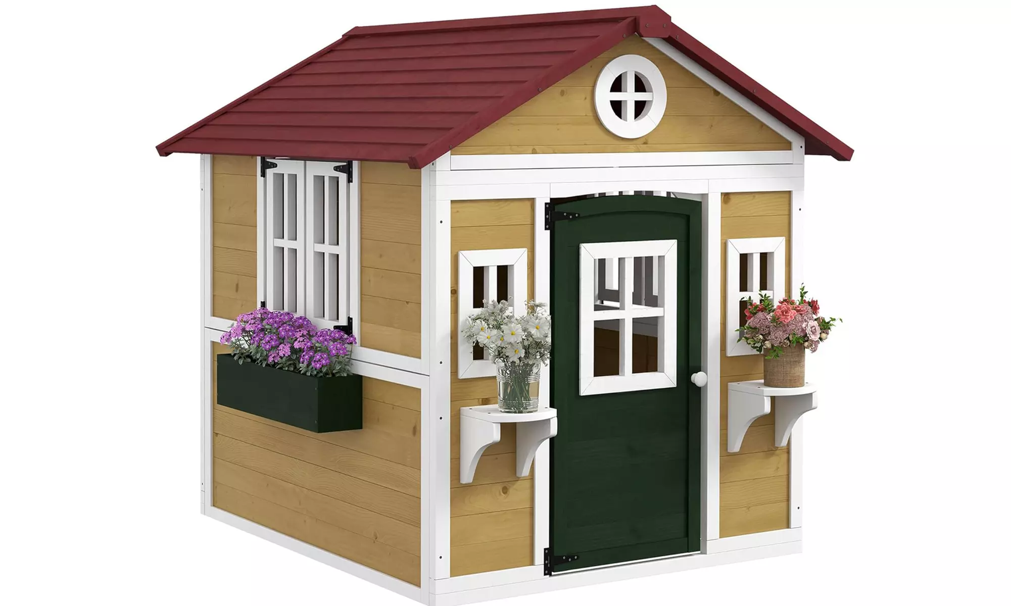 Outsunny Wooden Playhouse for Kids