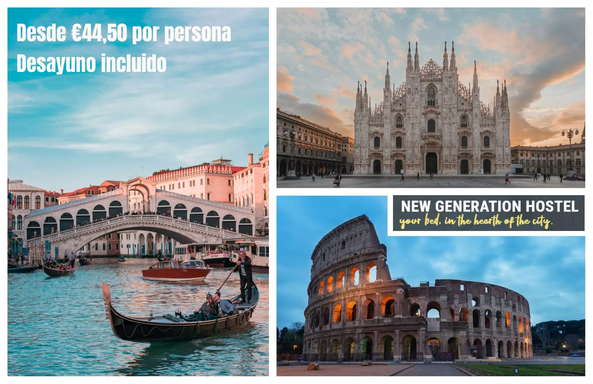 OFERTA ESPECIAL NGH Italia: habitación doble con desayuno para 2 en Roma, Milán, Florencia, Venecia o Como - Primary Image