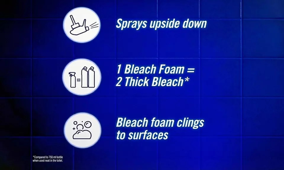 Six Packs of Domestos Power Foam Toilet & Bathroom Cleaner Spray 380ml