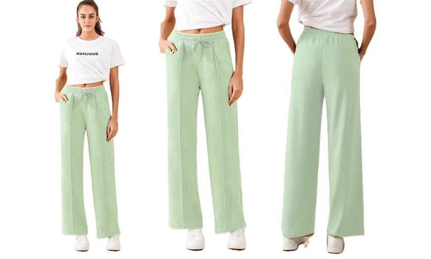 Image 10: Plain and Seam Front Wide Leg Trousers