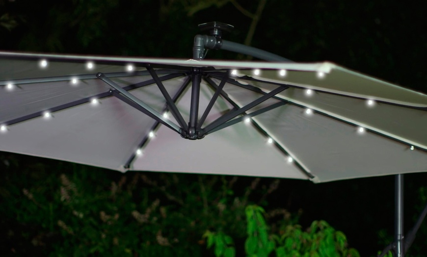 Image 5: Hanging Parasol with Solar Lights