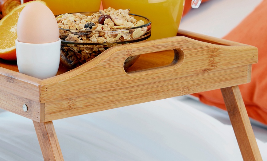 Image 2: Bamboo Folding Breakfast Tray