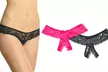 Lace Crotchless Thong or Cheeky Panties (2-Pack or 6-Pack) - Second Medium