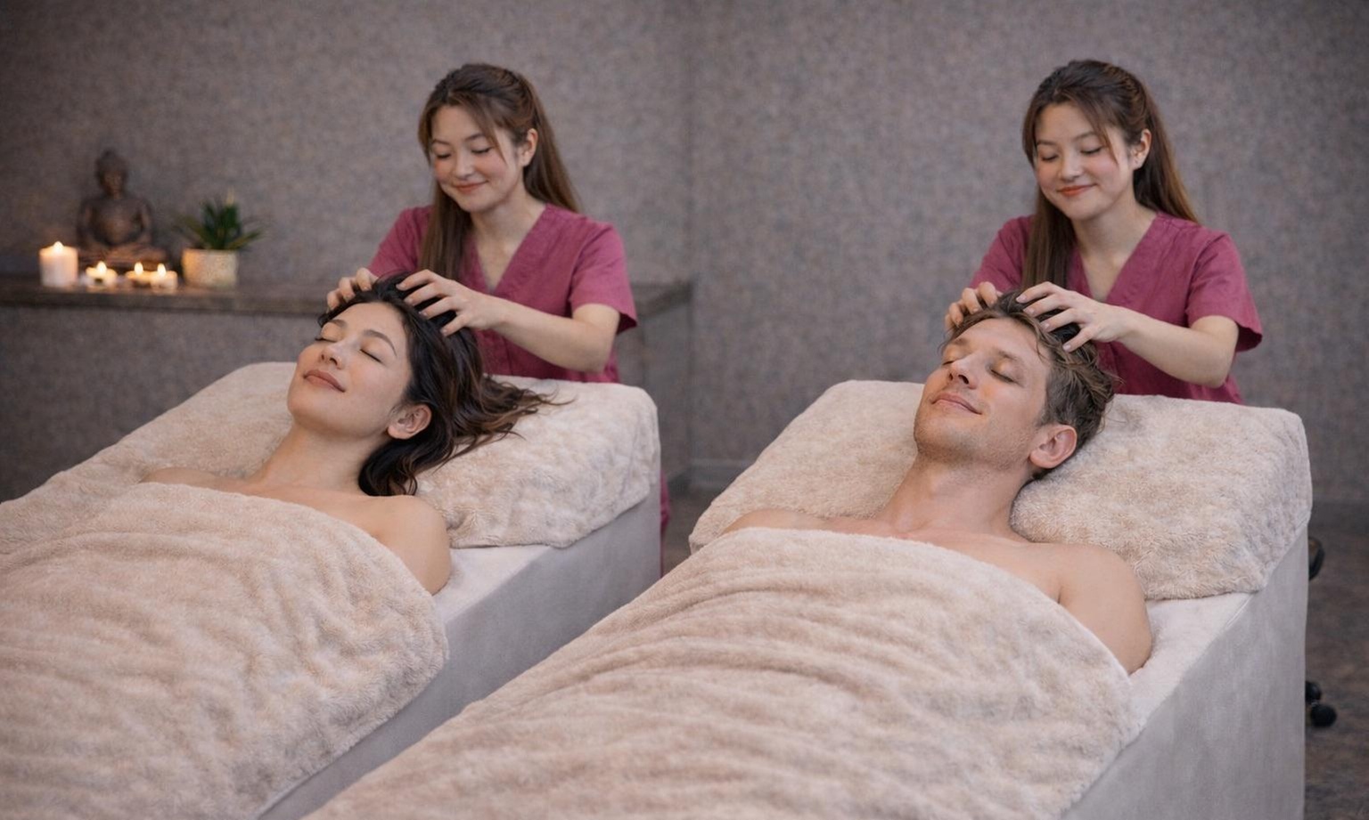 Head Spa Kopf-Massage-Zeremonie für 1 oder parallel für 2 Personen