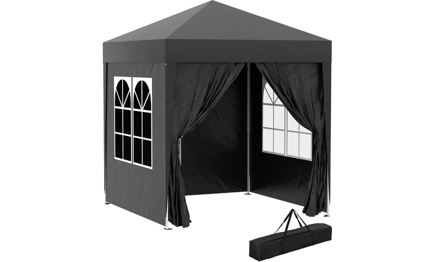 Image 8: Outsunny Pop-Up Gazebo 2m x 2m with Side Panels in Blue, Black, Green