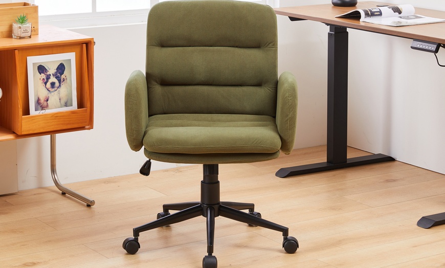 Image 2: Upholstered Swivel Office Chair