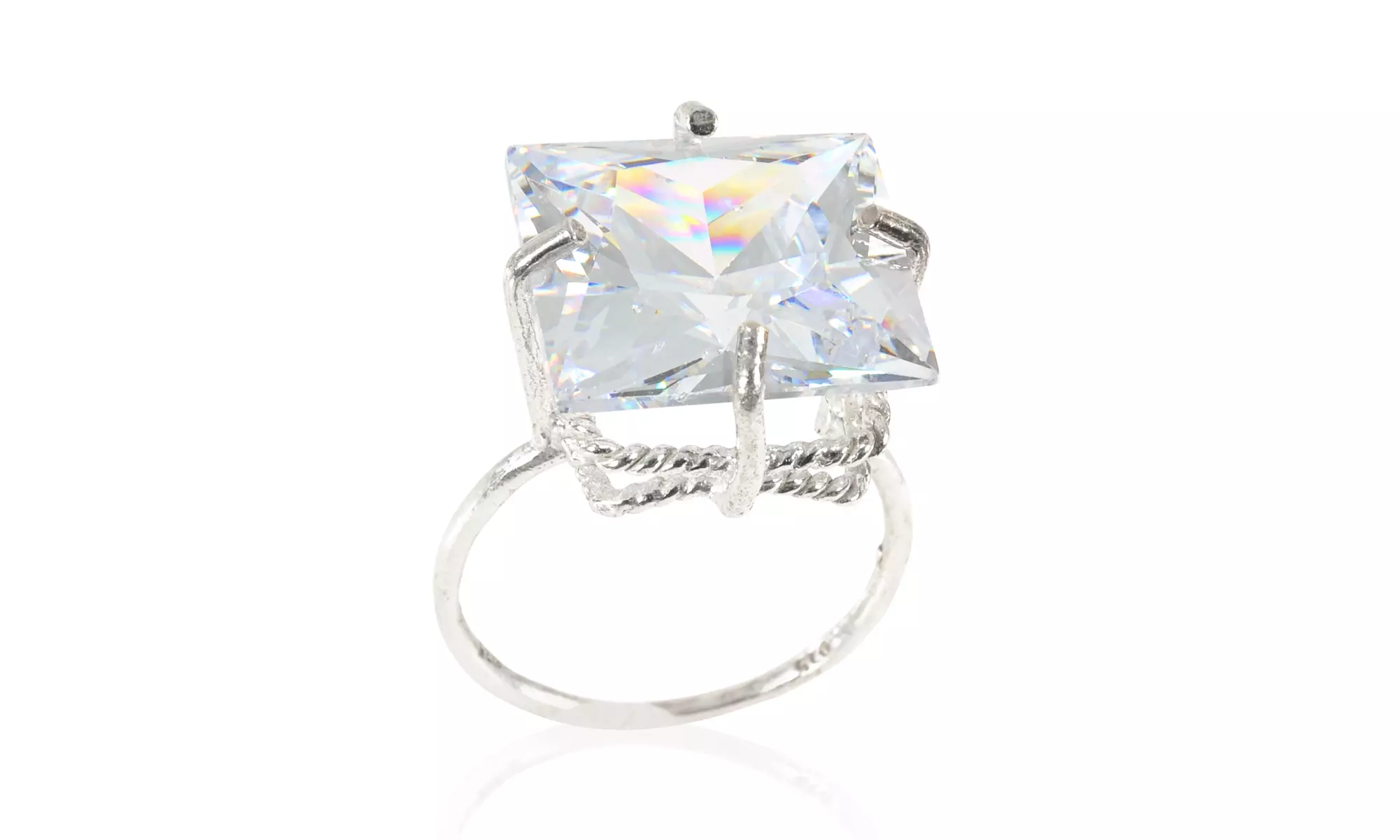 Solitaire Cubic Zirconia Ring in Sterling Silver - Second Medium