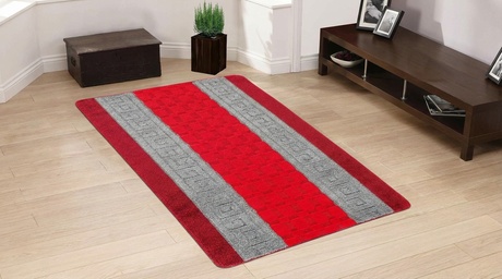Groupon Unisex Red Machine Washable Non-Slip Gel Back Door And Entrance Mats: 50Cm X 80Cm / And Grey