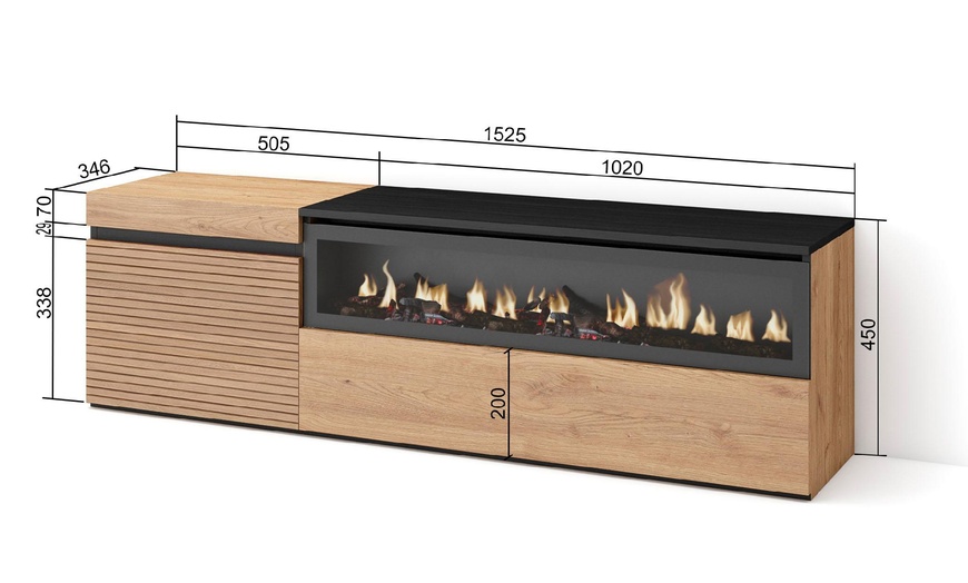 Image 9: Mueble para TV con acabado en roble y opción a chimenea eléctrica