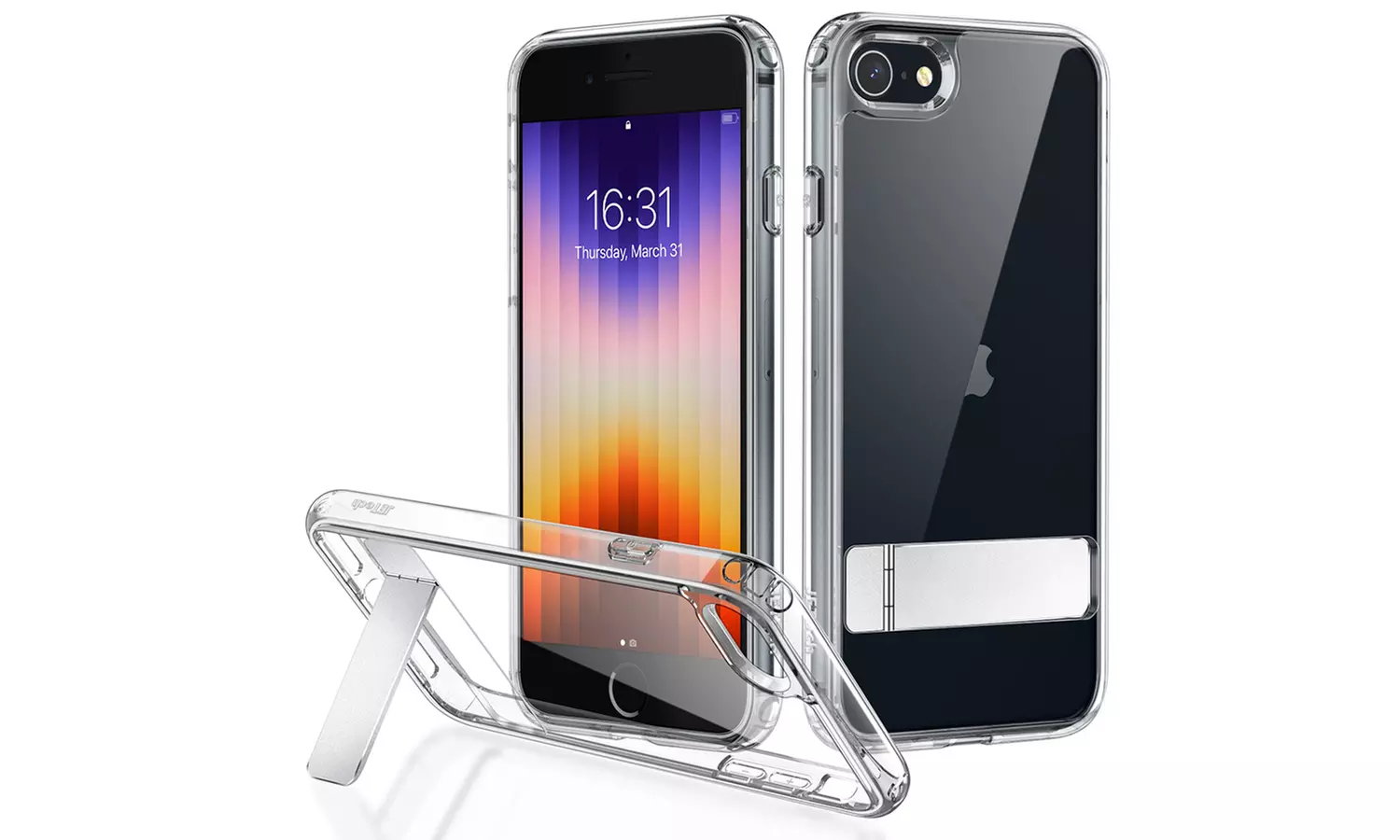 3-Way Metal Kickstand Case for Apple iPhone SE 3/2, iPhone 8/7, Bumper Cover