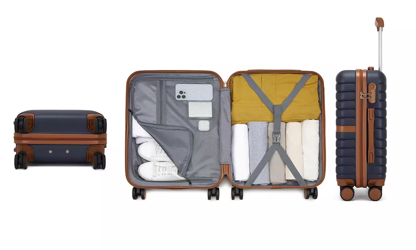KONO Stylish Stripe Design Suitcase with Spinner Wheels