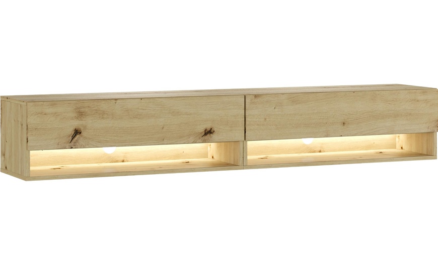 Image 2: Hangend TV-meubel in zwart of eiken