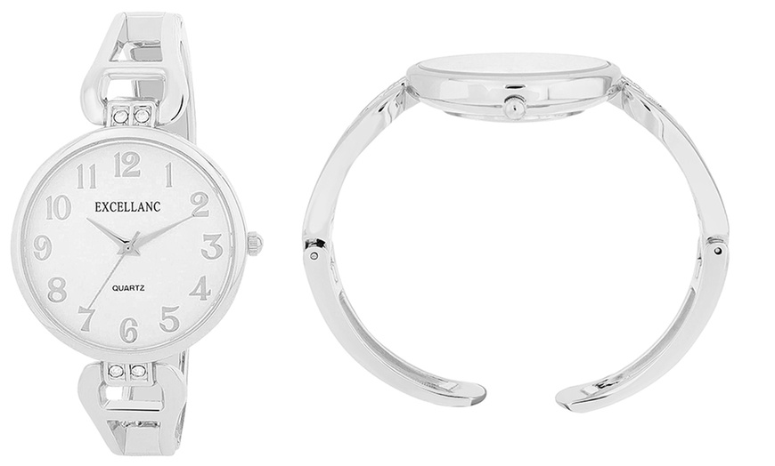 Image 14: Reloj de pulsera analógico con piedras brillantes de Excellance