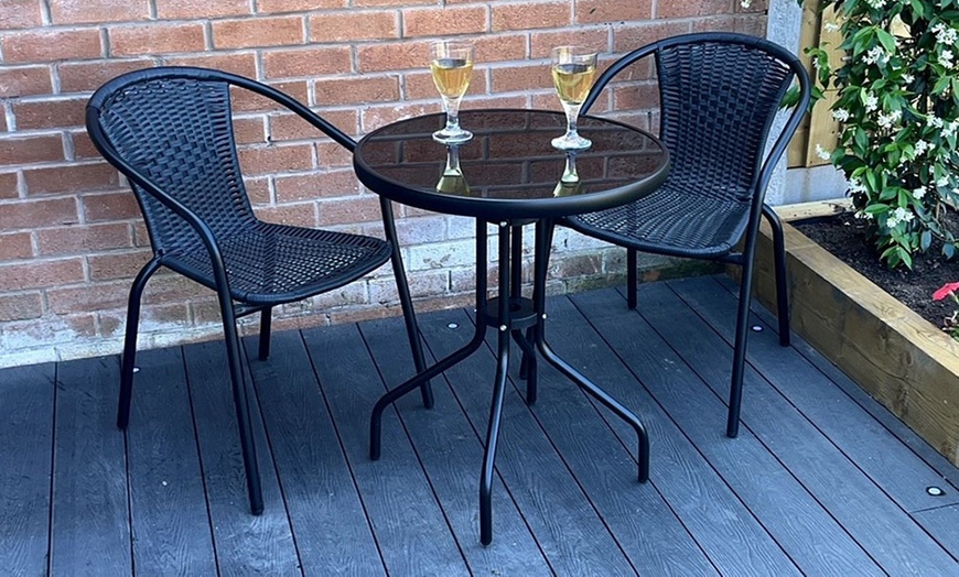 Image 1: Bolero Two-Seater Modern Rattan-Effect Bistro Set