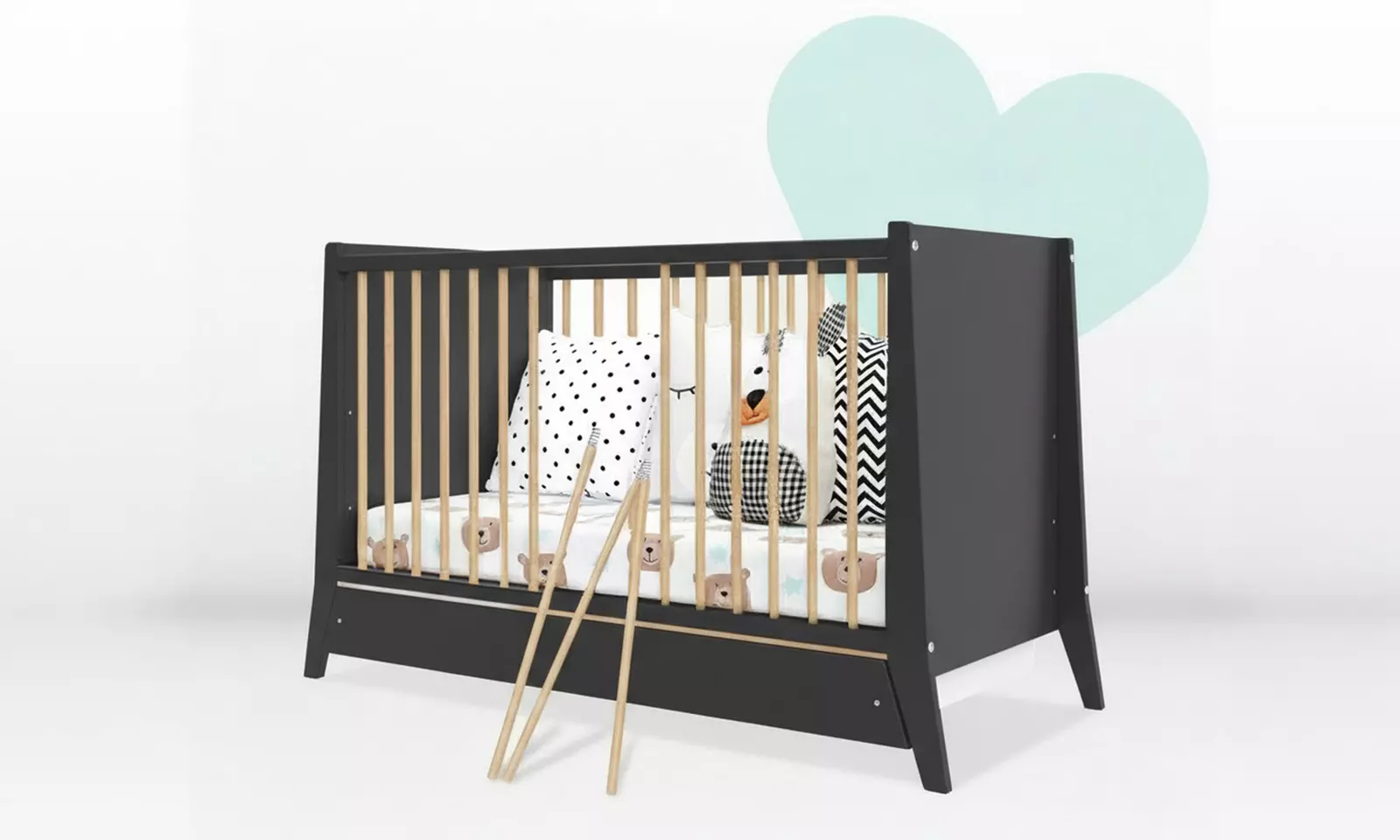 Lit à barreaux évolutif 60 x 120 cm "Timeo" en bois