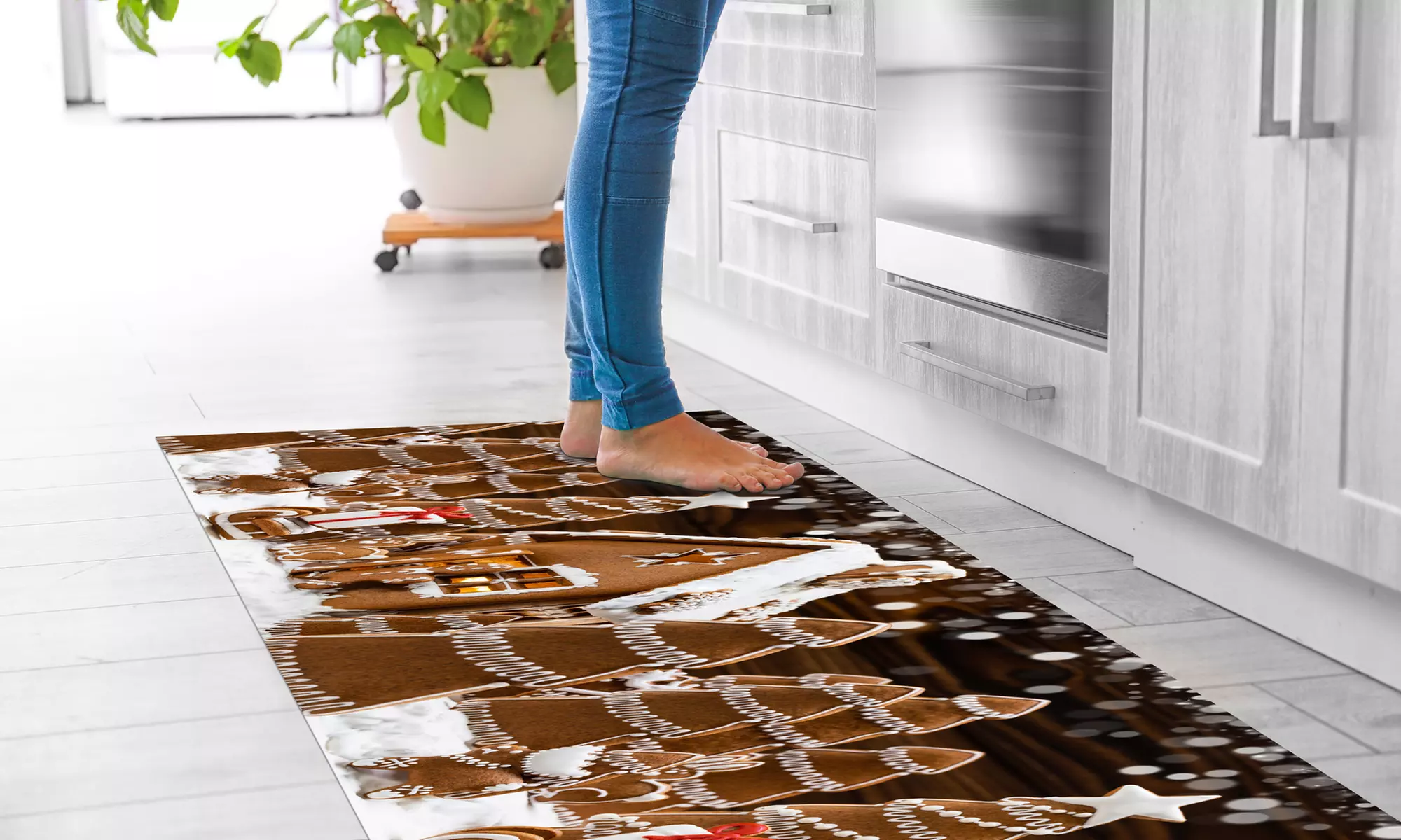Antislip keukentapijt met kerstpatroon