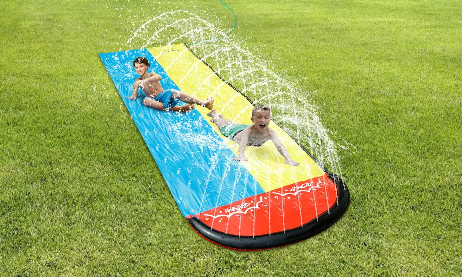 CoolWorld Kids Water Slip & Slide with Sprinkler - Single or Dual Lane Options