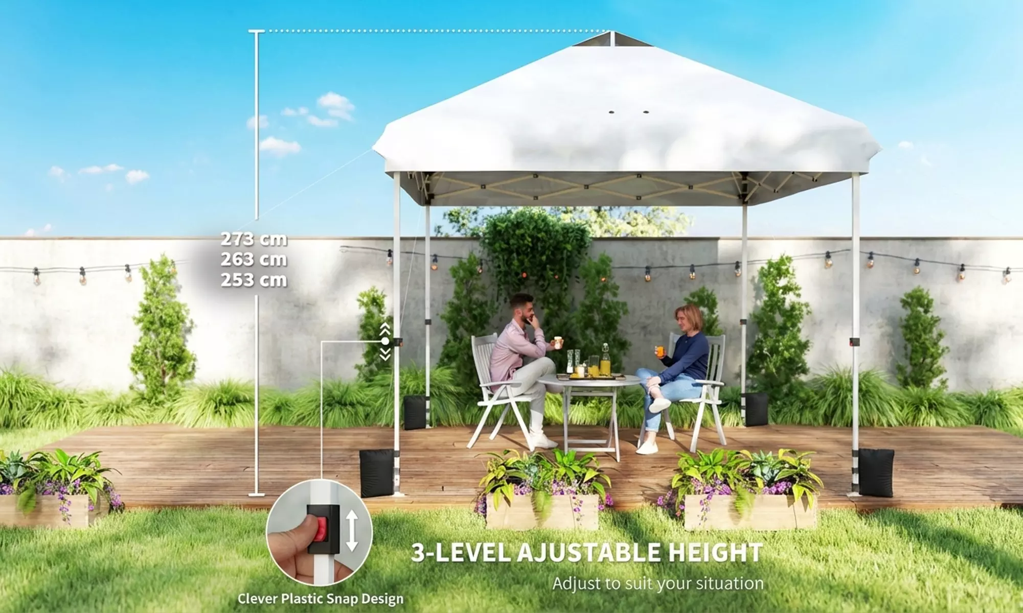 Outsunny 3m x 3m UPF50+ Pop-Up Gazebo with Wheels