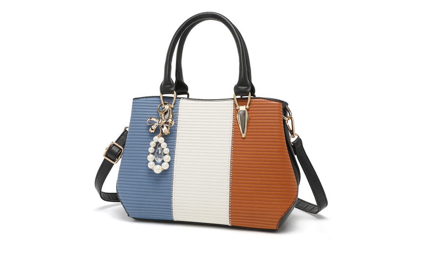 Image 23: Women's Color-block Fashion Tote and Top Handle Handbags