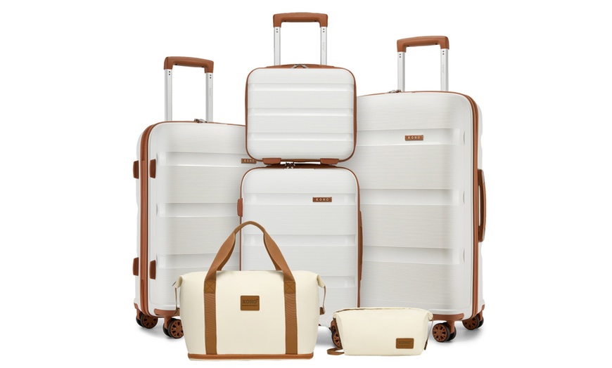 Image 2: Kono 6-Piece PP Hardshell TSA Lock Suitcase Set
