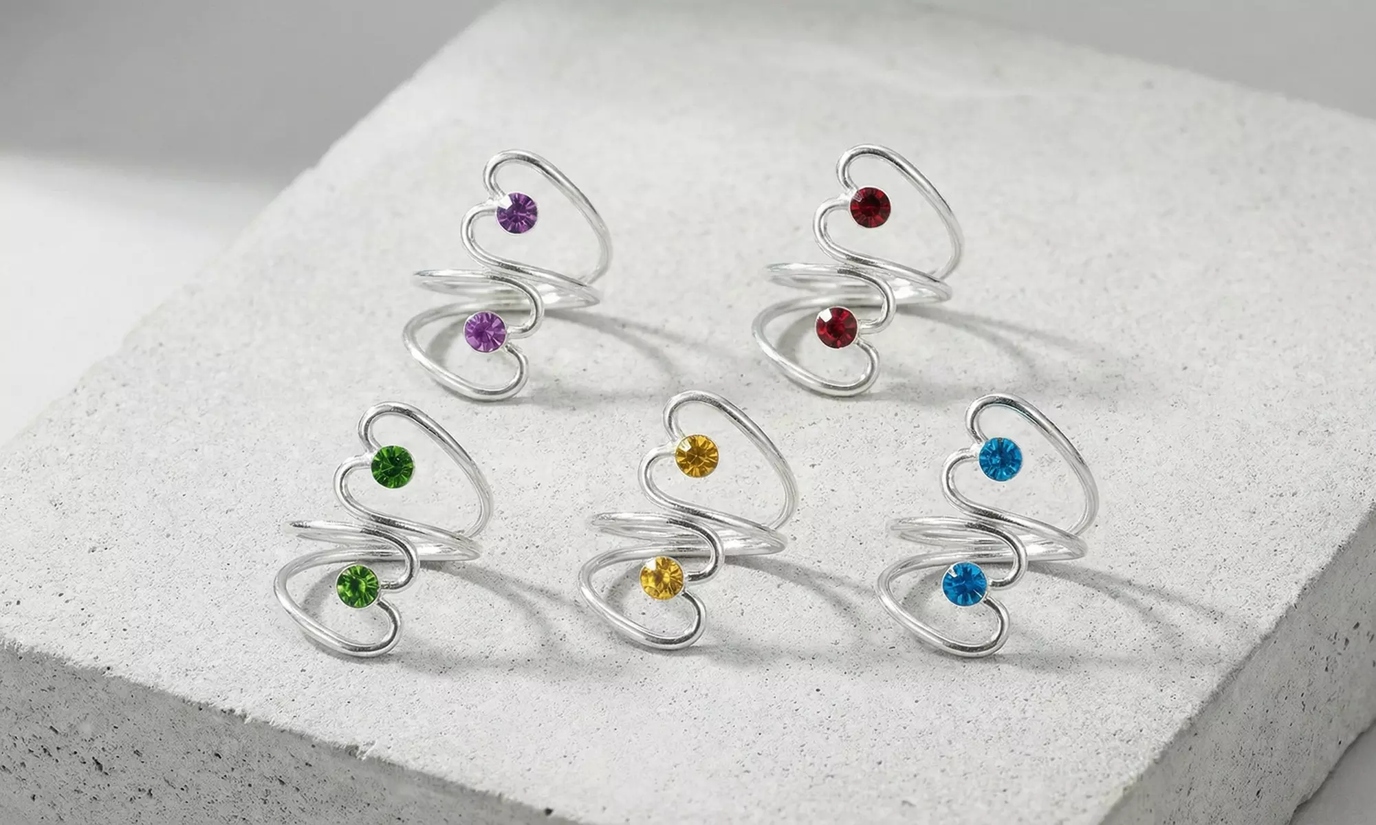 Sterling Silver Heart Toe Rings W Crystals From Swarovski - Primary Image