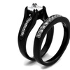 Image 2: 2.10ct Princess Cut Cubic Zirconia and Black Stainless Steel Wedding Ring Set