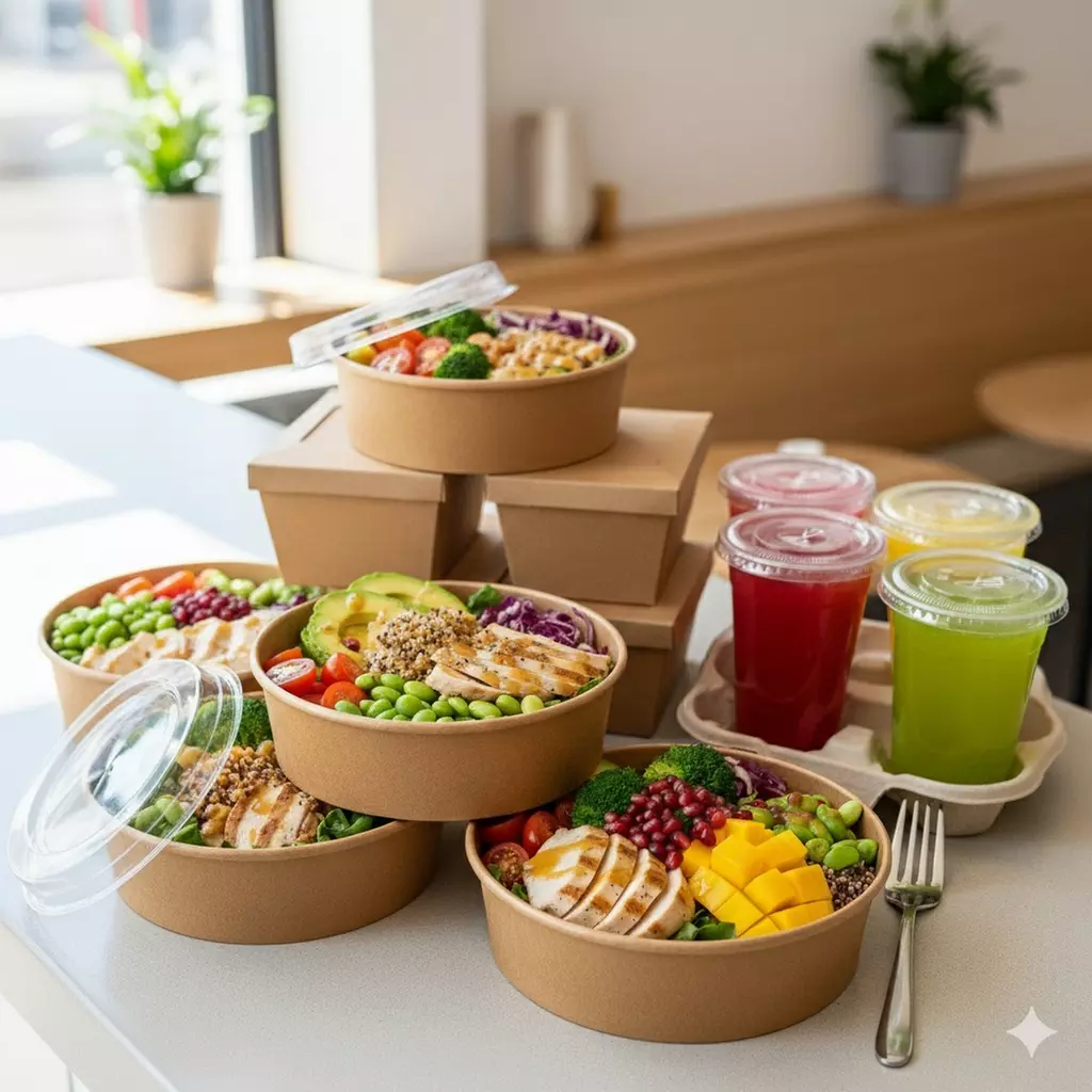 Gesunde Bowl nach Wahl mit Getränken