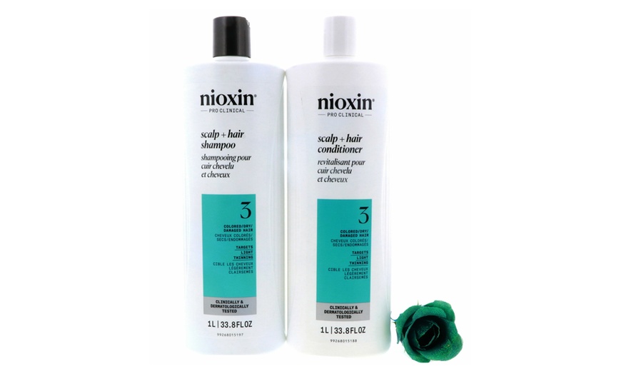 Image 7: Nioxin Cleanser Shampoo and Scalp Therapy Conditioner Liter 33.8 oz Set Combo