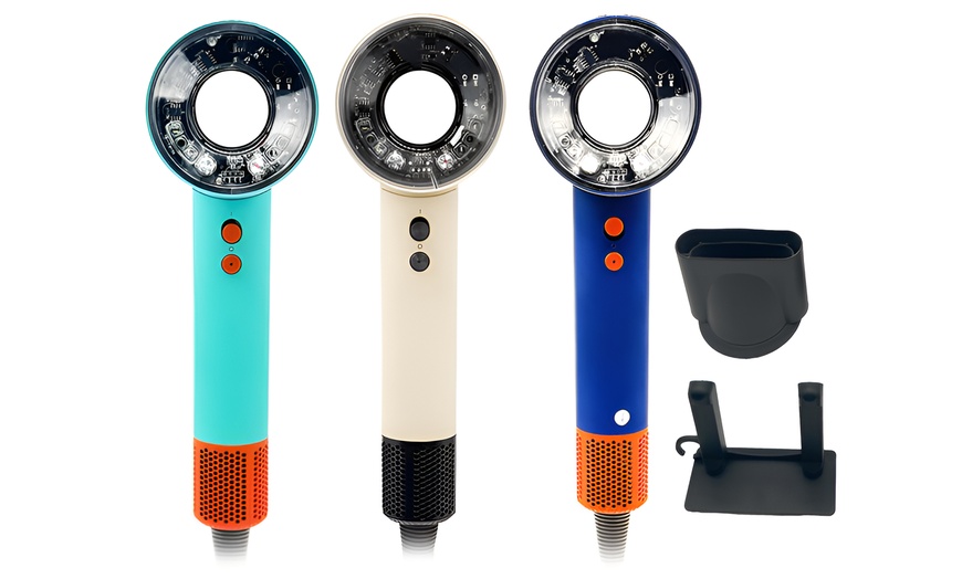 Image 1: Professioneller Haartrockner im transparenten Design mit LED-Anzeige