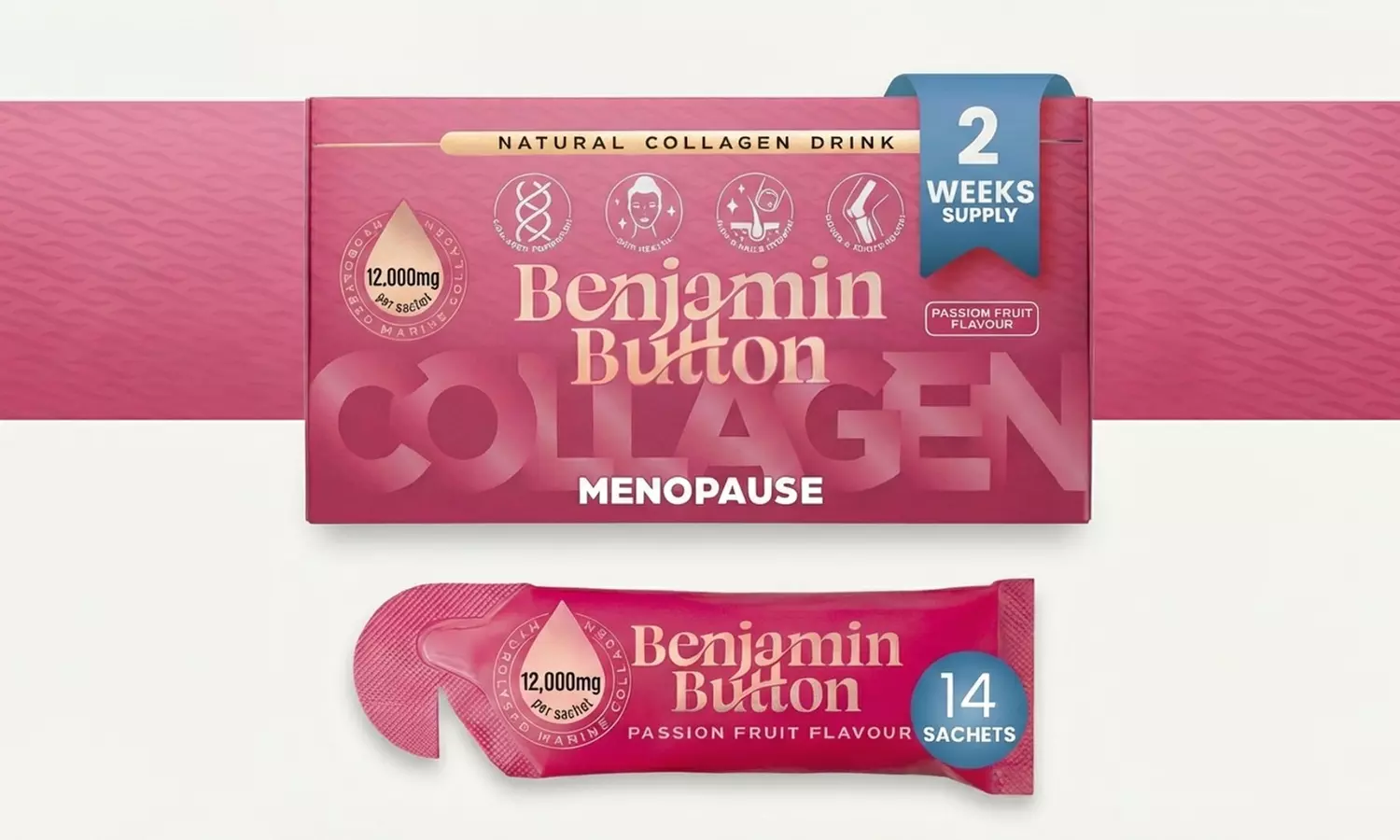 Benjamin Button Peri and Meno Marine Collagen 12000mg Sachets