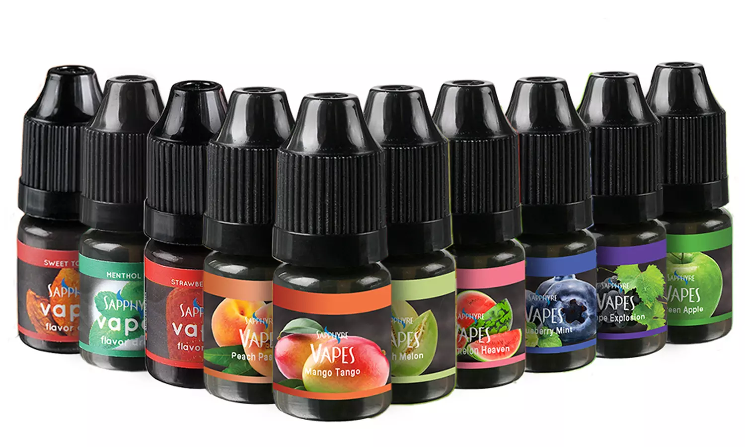 Sapphyre Vapes Flavor Drops and NicMix Bases in Multiple Nicotine Strengths (5- or 10-Pack) - Primary Image