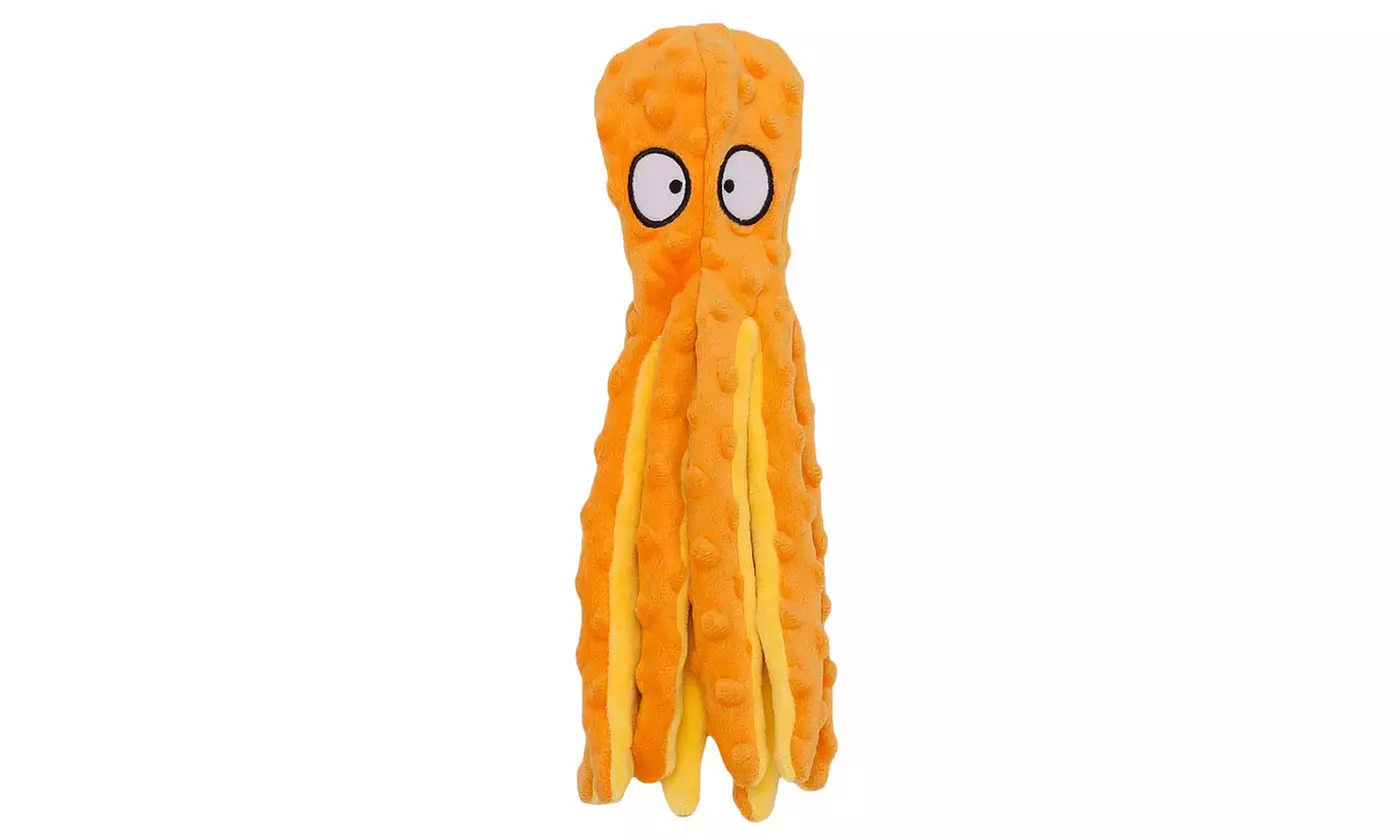 Dog Squeaky Toys Octopus No Stuffing Crinkle Plush Interactive Dog Toys