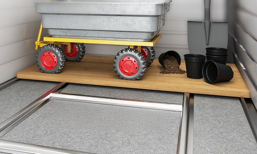 Image 10: Outsunny Galvanised Metal Garden Shed with Foundation Kit 5ft x 9ft 