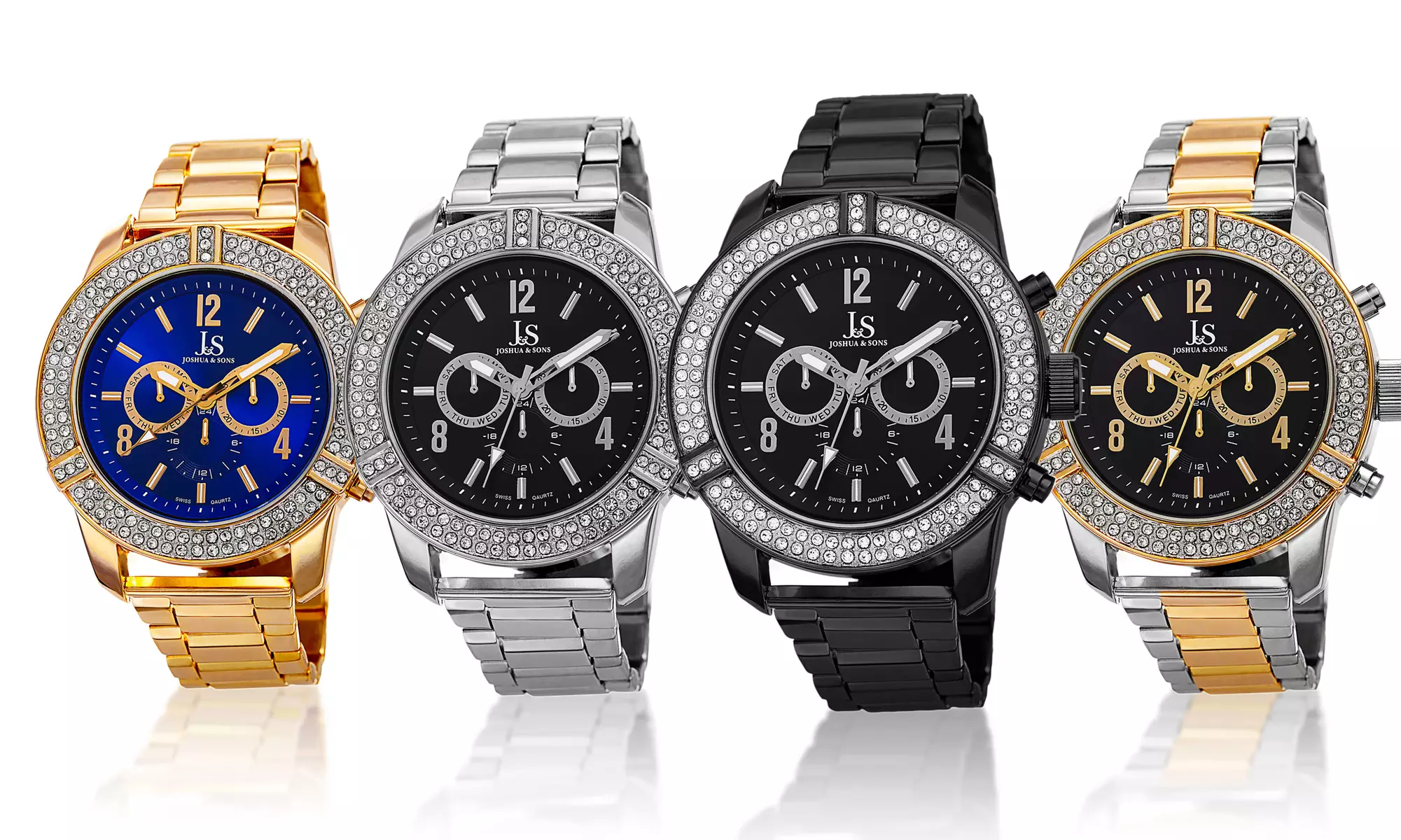 Joshua & Sons Men's Crystal Bezel Watch Collection - Primary Image