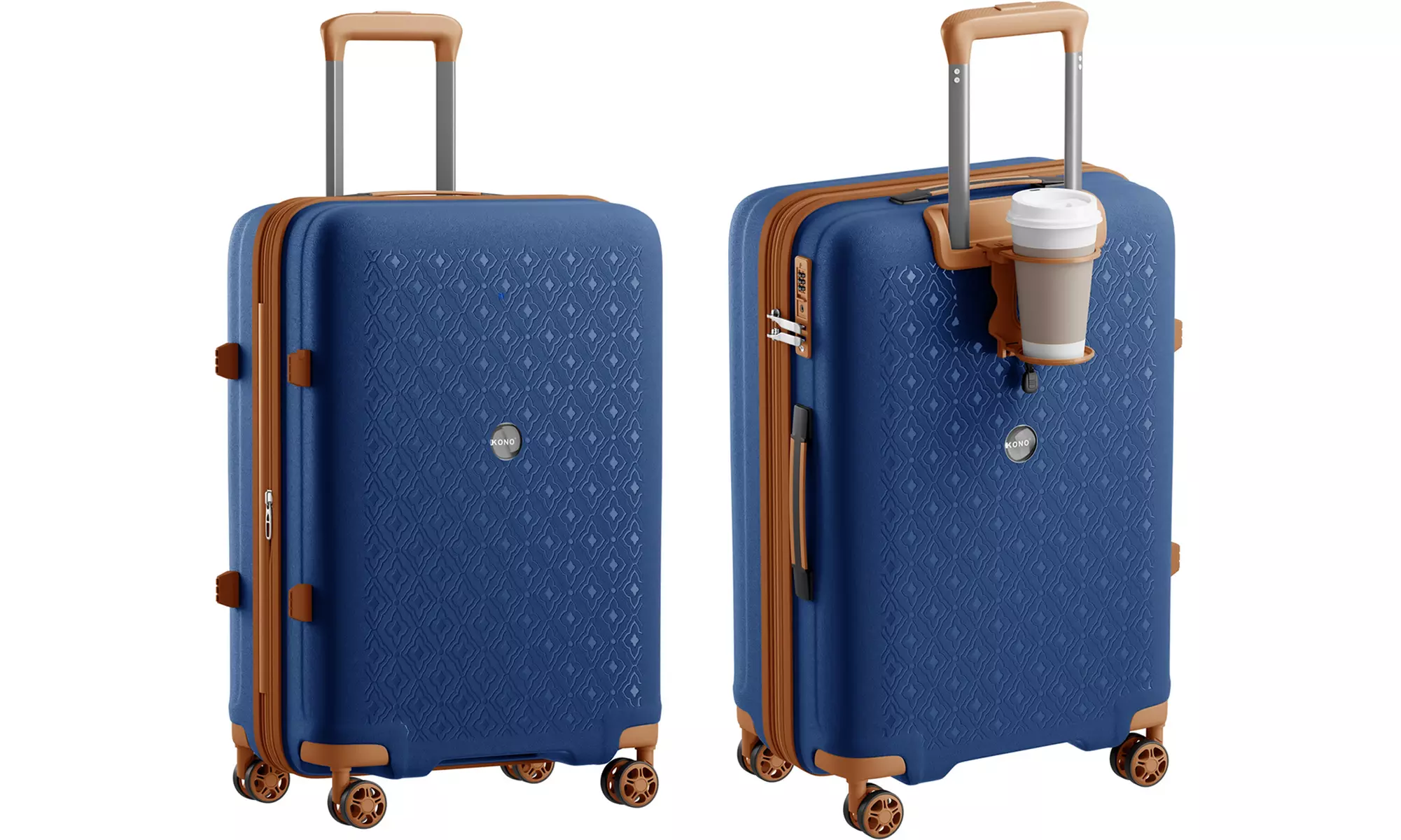 1 of 3 Kono koffers met TSA slot en bekerhouder